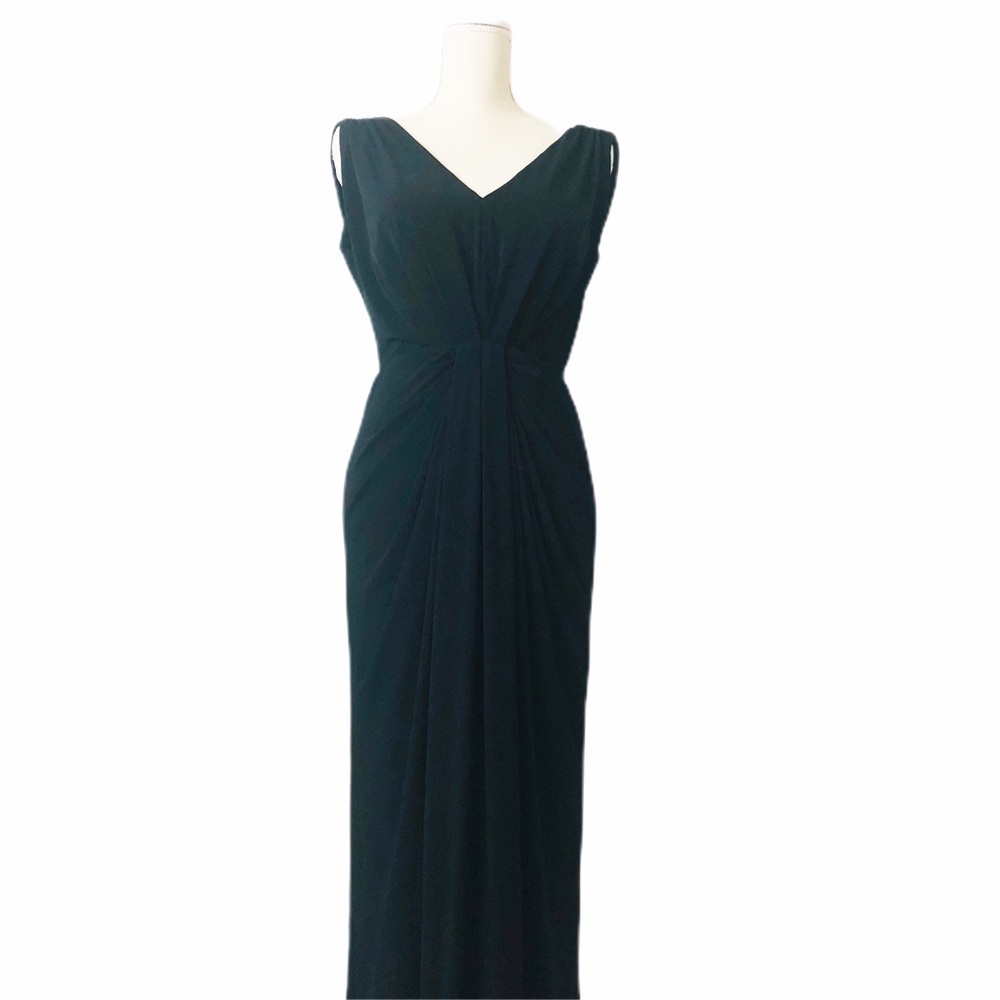 White House Black Market Long Black Ruched Gown 8